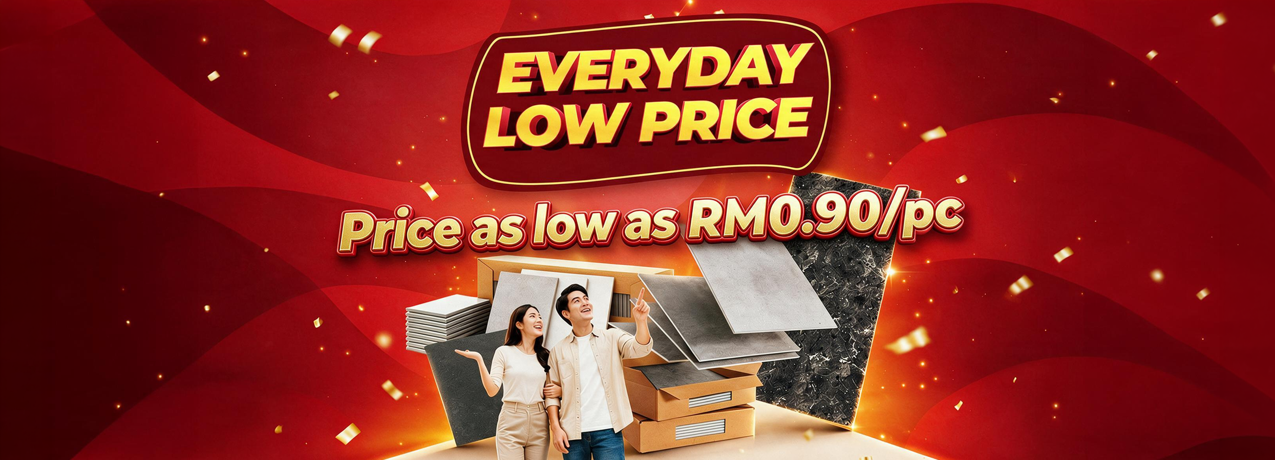 Niro Granite Factory Outlet Deals - Up to 70% Off Premium Tiles & Bathware Niro Granite Premium Factory Outlet special promotion banner featuring discounted porcelain tiles, sanitaryware, and Orin bathroom cabinet deals in Shah Alam, Malaysia.